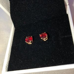 garnet stone real gold earrings